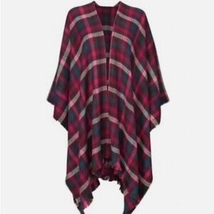Cabi Gorgeous Luxury Pink and Black Plaid Wrap Cape Heavy Amazing Quality